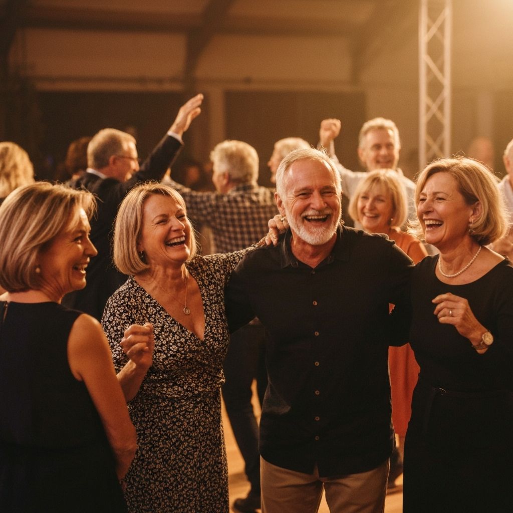 Happy attendees at a ThrowBackForCharity event